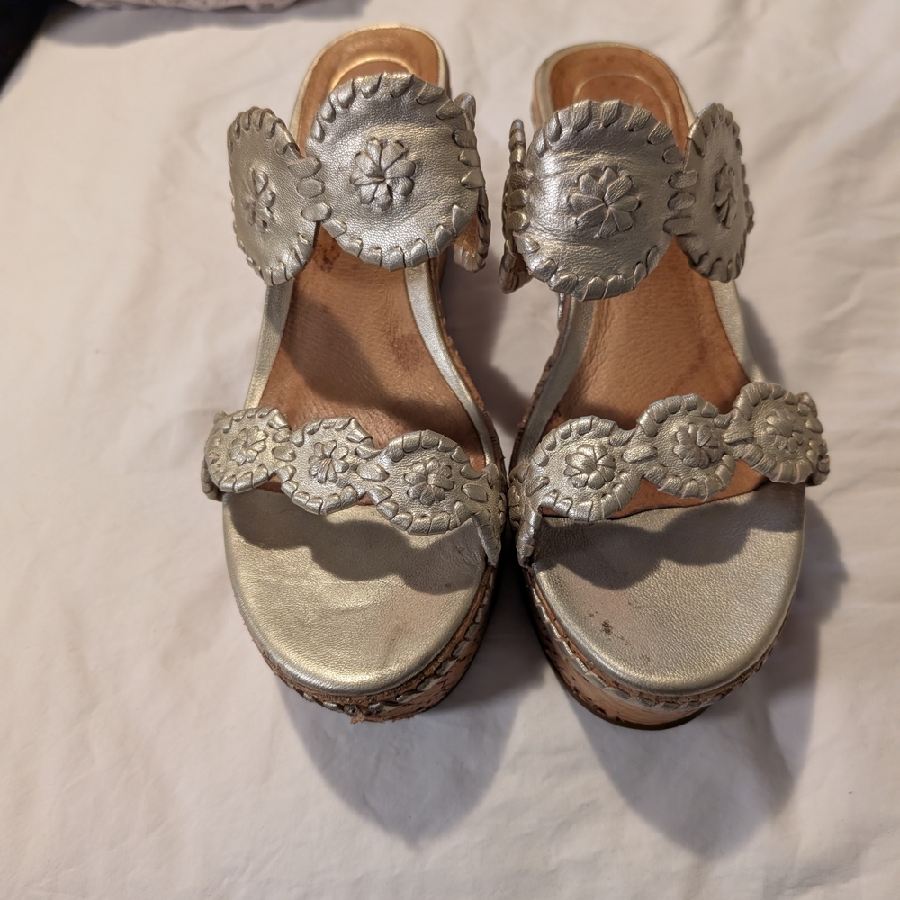 Jack Rogers Silver Floral Sandals